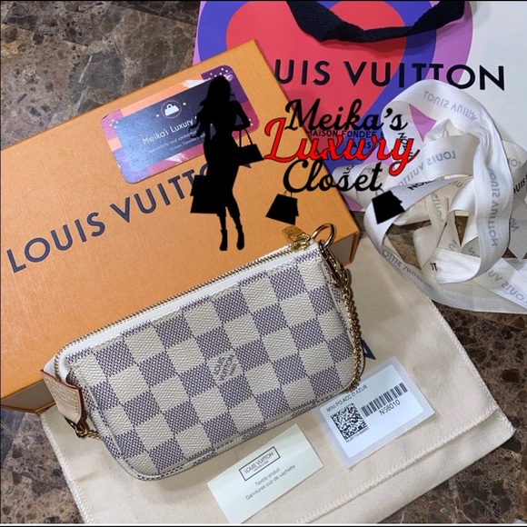 mini Pochette damier azur Discontinued made France brand new full set - Picture 3 of 12